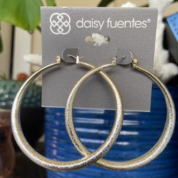 Silver Hoops Daisy Fuentes Fashion Earrings $16ea / 3 for $25 - Picture 1 of 8